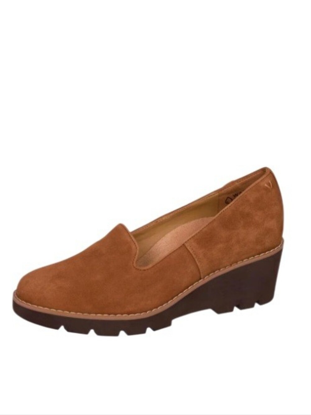 Vionic Willa Wedge Suede Slip On Loafers Toffee Size 6.5 NWOT